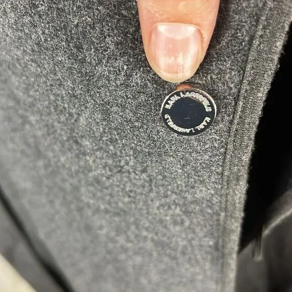 Dark Gray Karl Lagerfeld Paris Wool Blend Belted Women's Coat - Picture 8 of 8